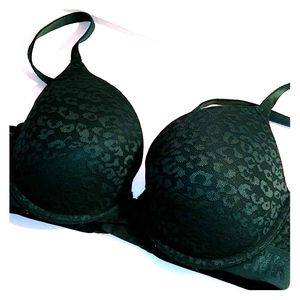 Victoria Secret Pink Dark Green Lace Push Up Bra